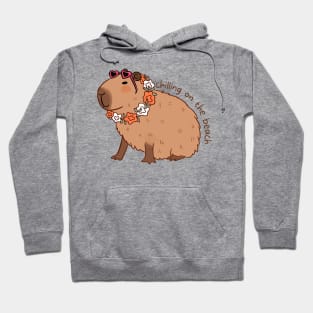 Chilling on the beach cute capybara with sunglasses Hoodie